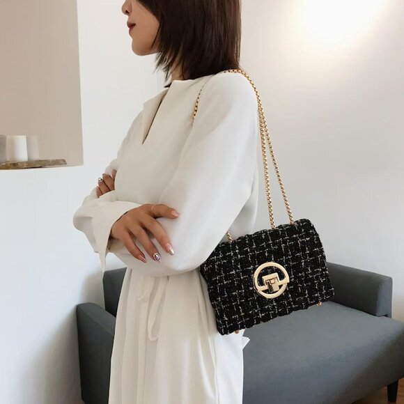 Women's Quilted Crossbody Bag Faux Leather Chain Clutch Evening Shoulder Purse - Picture 6 of 6